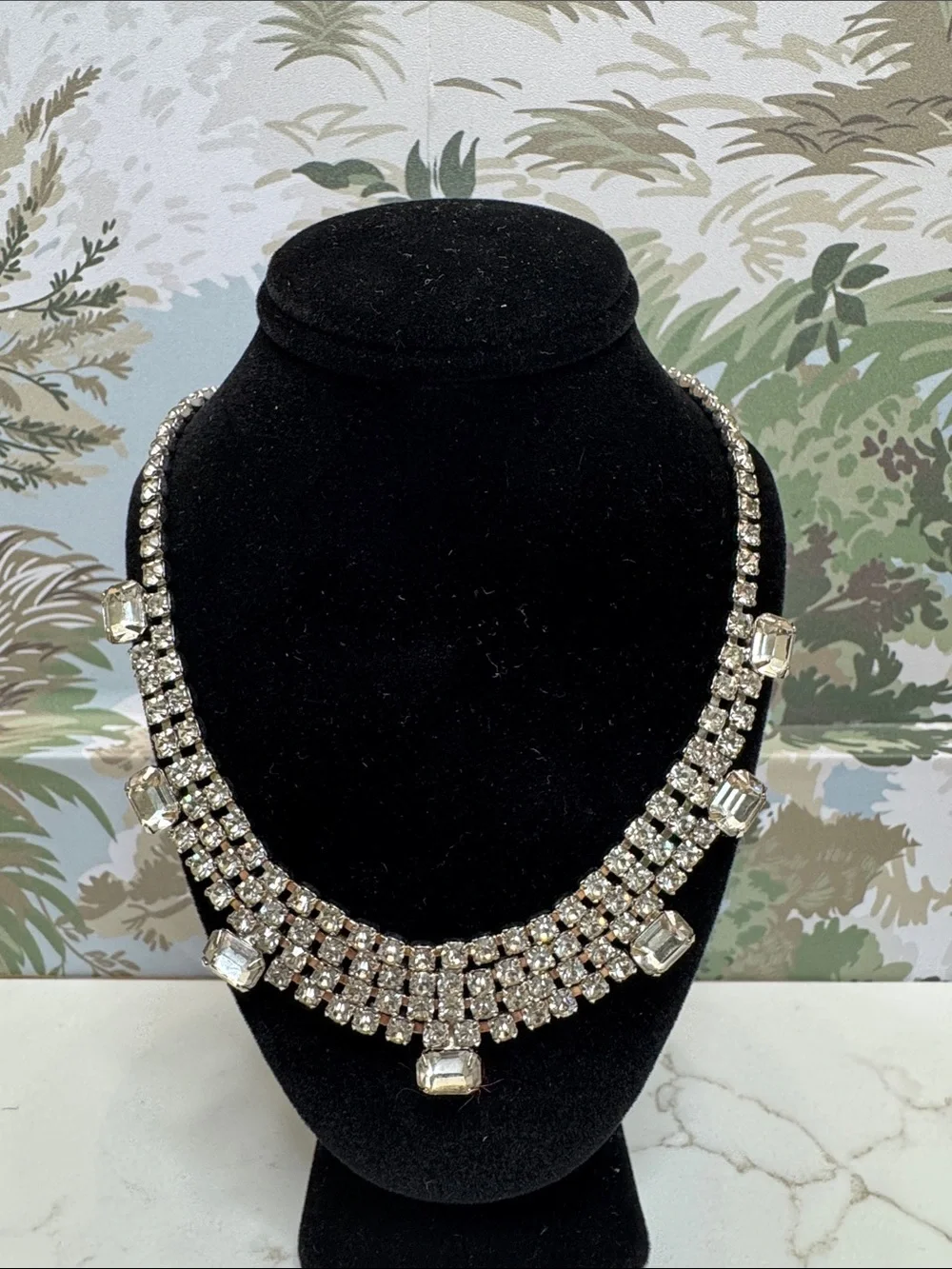 Vintage 2 Silver-toned Crystal Statement Necklaces - Elegant Bride Jewelry